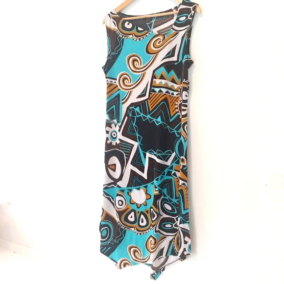 Yolanda Kwan Midi Dress W/ Asymmetric Neck & Hemline - Picture 10 of 10